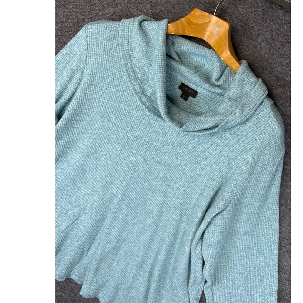 j Jill Wearever Collection Cowl Neck Ribbed 3/4 Sleeve Top‎ Womens Size 2X Aqua